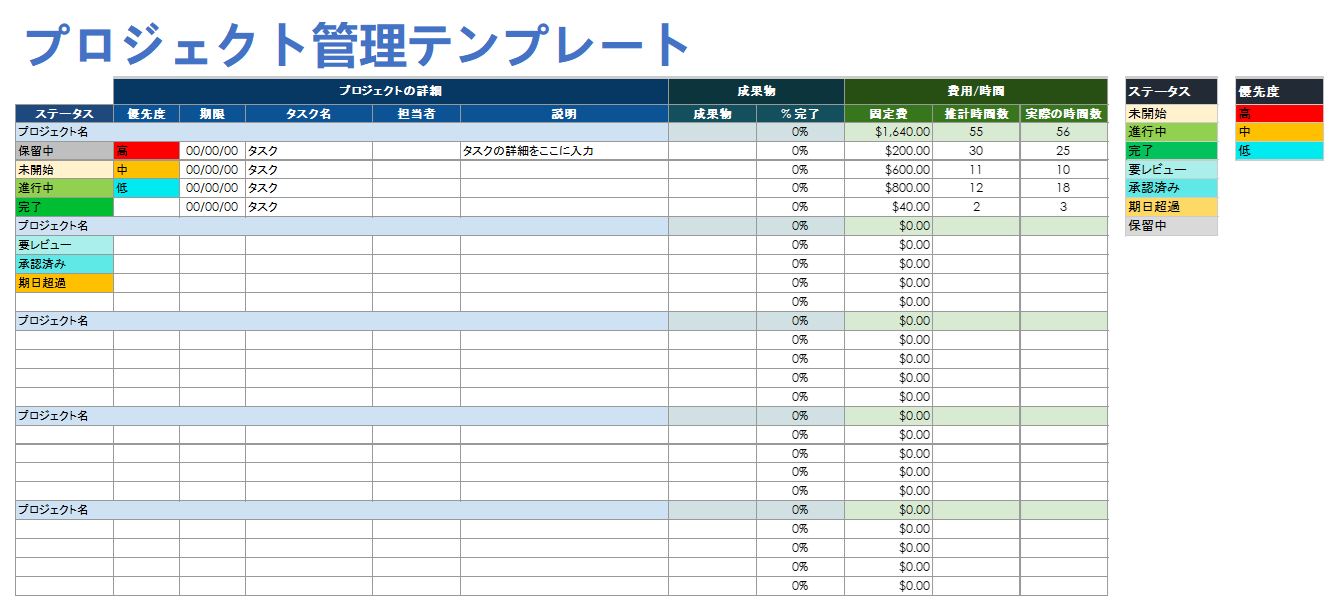  プロジェクト管理テンプレート