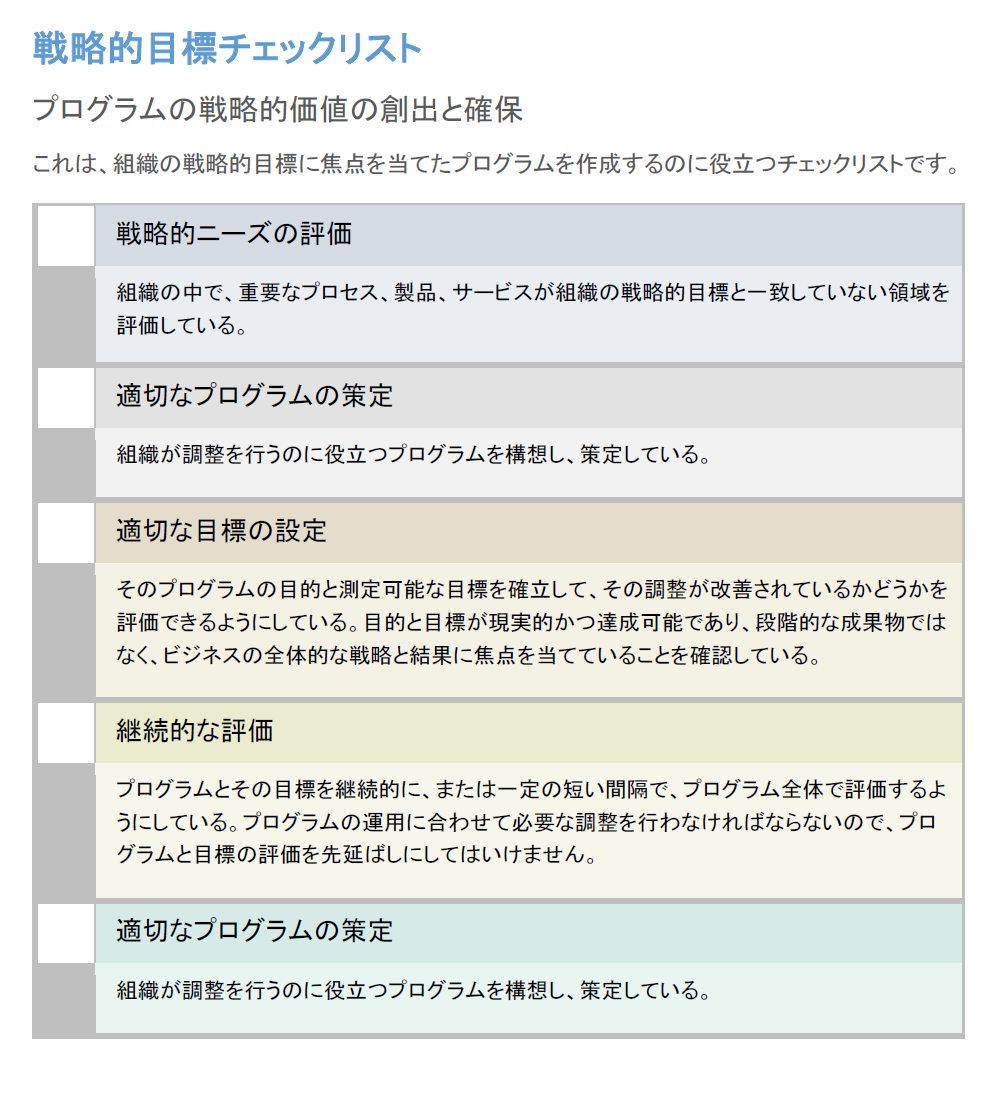  戦略目標チェックリスト テンプレート